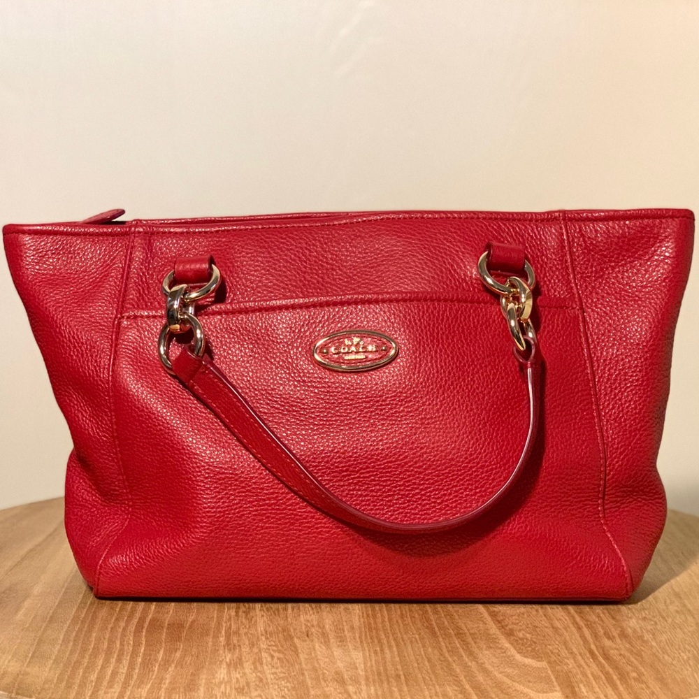 Coach Chicago Mini Ellis Pebbled Leather Tote Red